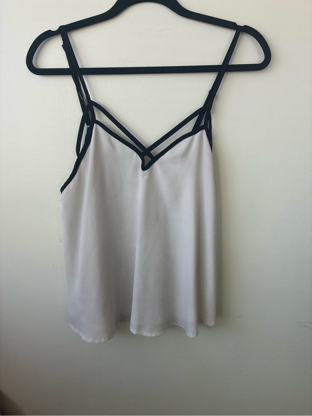Brandy Melville White Camisole with Black Strappy Trim